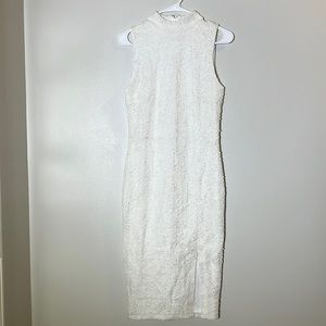 White and Silver Pencil skirt dress by Jennifer Lopez